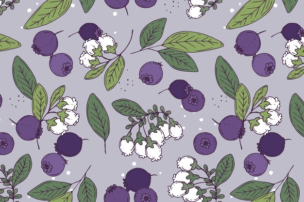 Illustration de fruits et de motifs floraux design plat