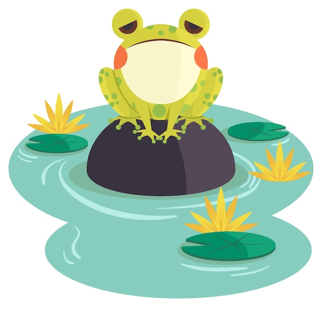 Illustration de grenouille adorable plat organique