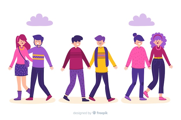 Vecteur gratuit illustration avec de jeunes couples