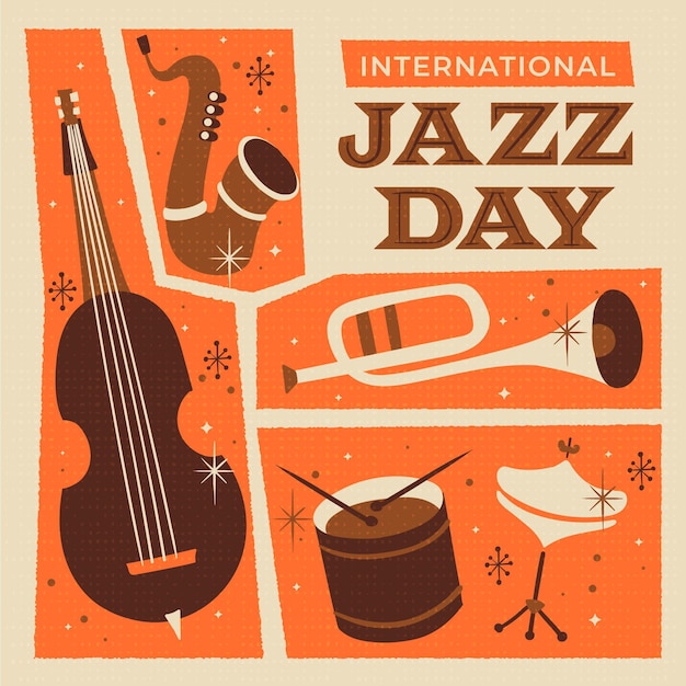 Vecteur gratuit illustration de la journée internationale du jazz dessinée à la main