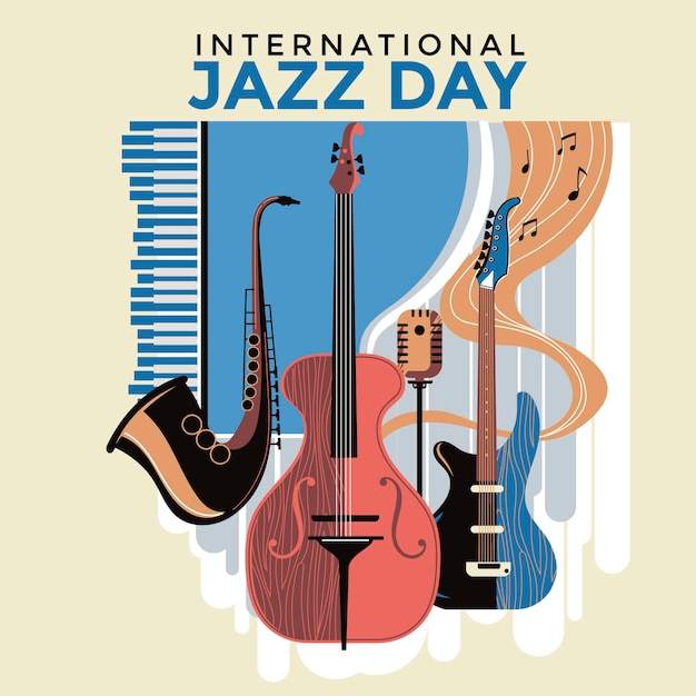 Vecteur gratuit illustration de la journée internationale du jazz dessinée à la main