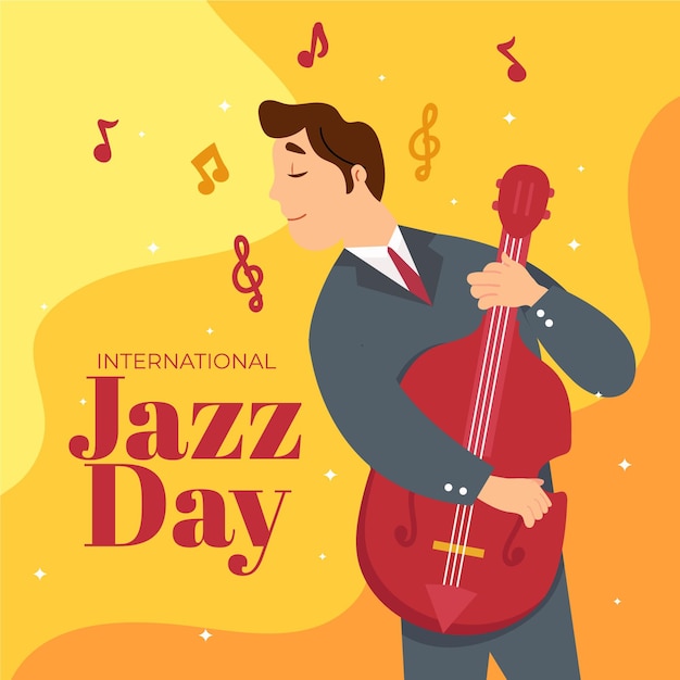 Vecteur gratuit illustration de la journée internationale du jazz dessinée à la main