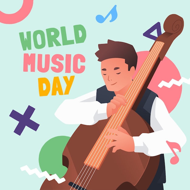 Vecteur gratuit illustration de la journée mondiale de la musique dégradée