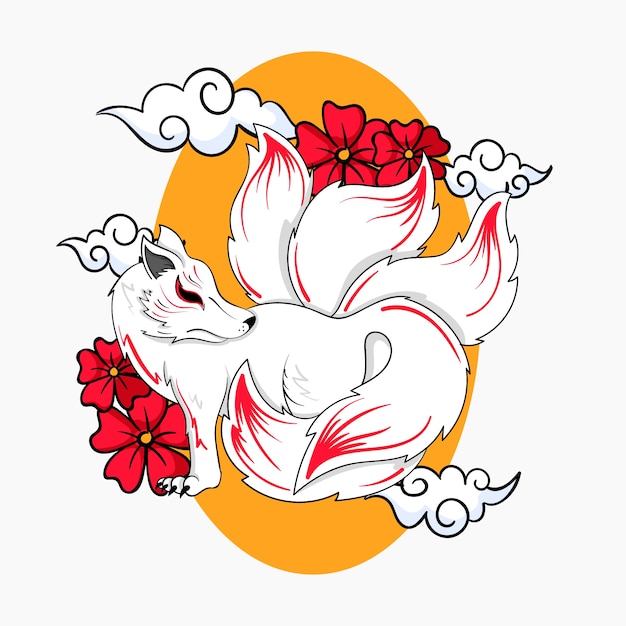 Vecteur gratuit illustration de kitsune design plat dessiné à la main