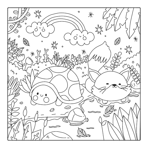 Vecteur gratuit illustration de livre de coloriage kawaii dessiné à la main