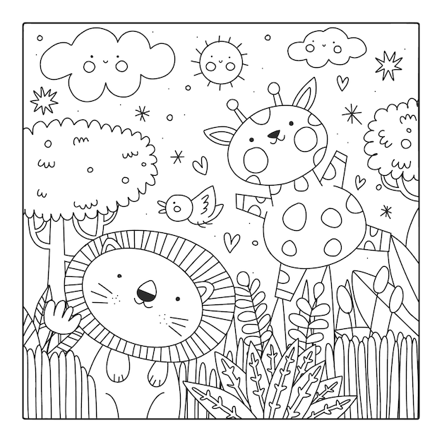 Vecteur gratuit illustration de livre de coloriage kawaii dessiné à la main