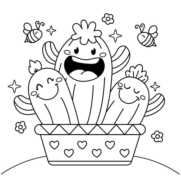 Vecteur gratuit illustration de livre de coloriage kawaii dessiné à la main