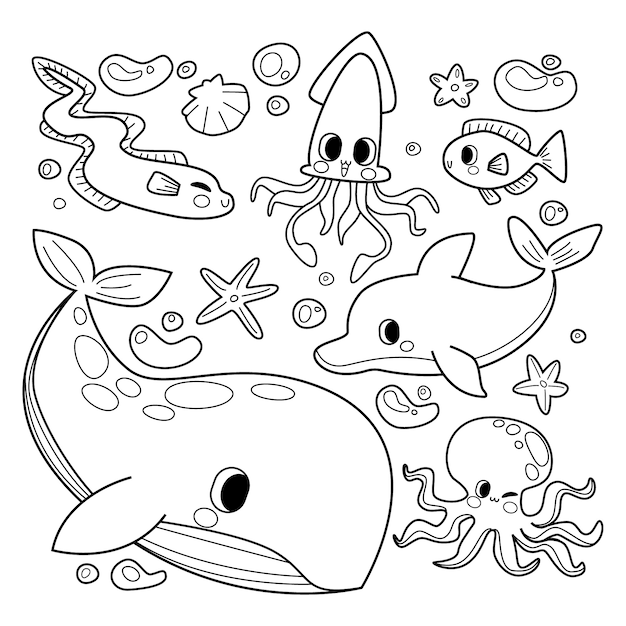 Vecteur gratuit illustration de livre de coloriage kawaii dessiné à la main