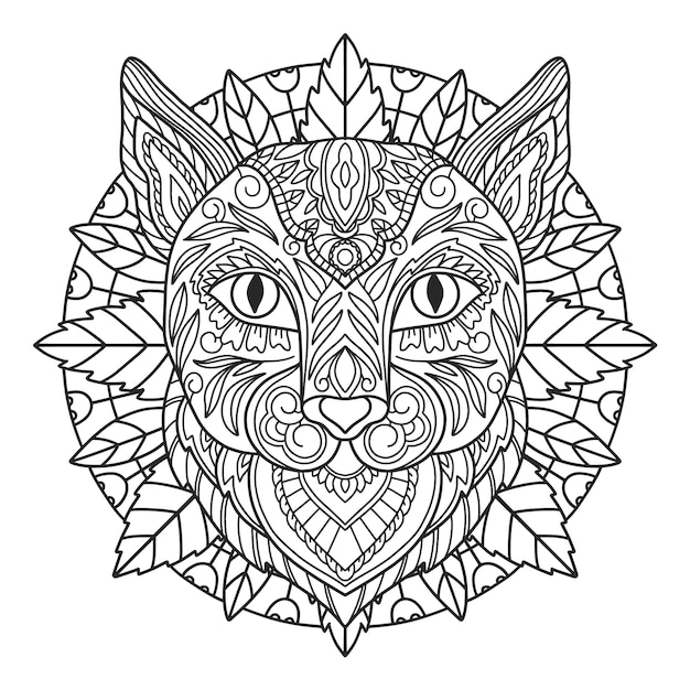 Vecteur gratuit illustration de mandala animal dessiné à la main