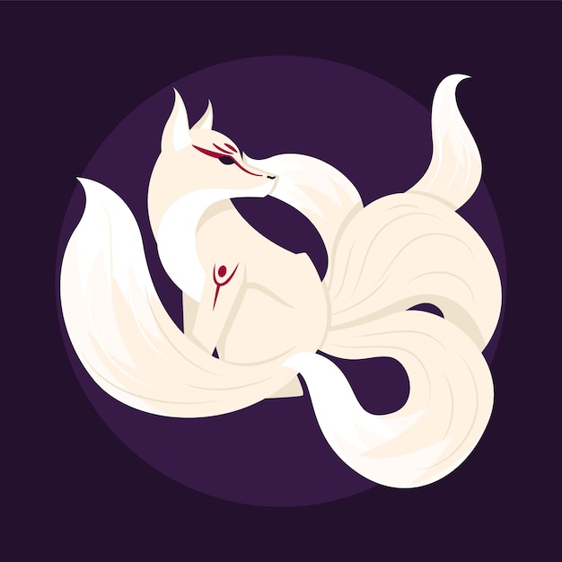 Vecteur gratuit illustration de masque kitsune design plat dessiné à la main