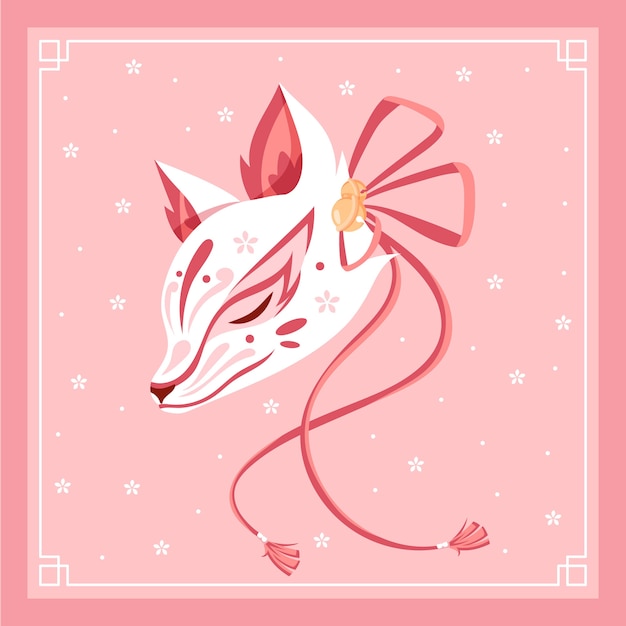 Vecteur gratuit illustration de masque kitsune dessiné à la main