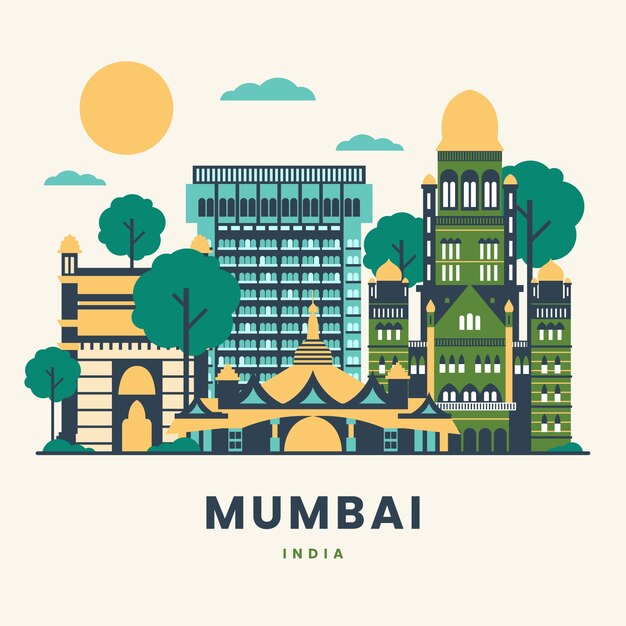 Illustration de mumbai dessinée à la main