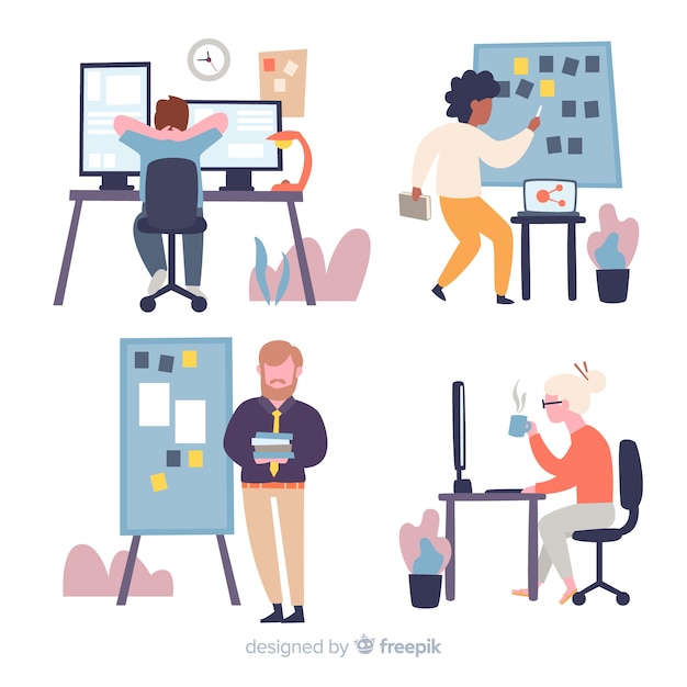 Illustration de personnes travaillant dans un bureau