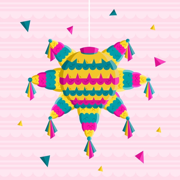 Illustration de piñata posada design plat