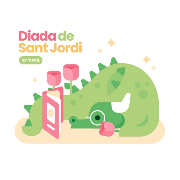 Illustration de plat diada de sant jordi