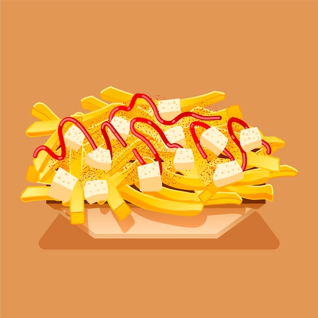 Vecteur gratuit illustration de poutine design plat