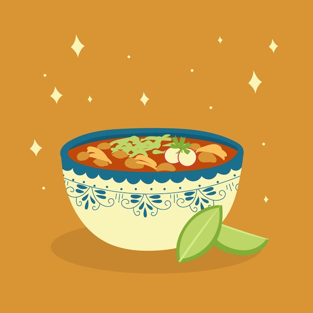 Illustration de pozole dans un style dessiné à la main