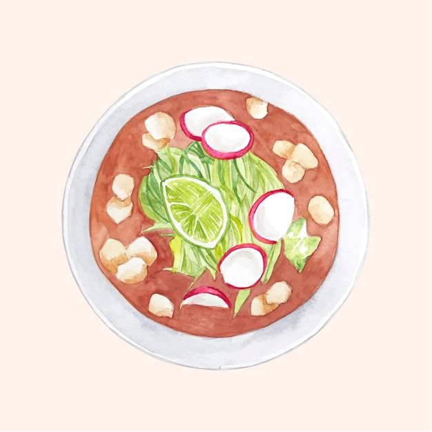 Vecteur gratuit illustration de pozole délicieux aquarelle