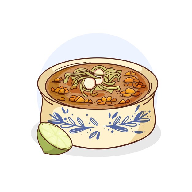 Illustration de pozole délicieux dessinés à la main