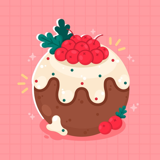 Vecteur gratuit illustration de pudding de noël plat