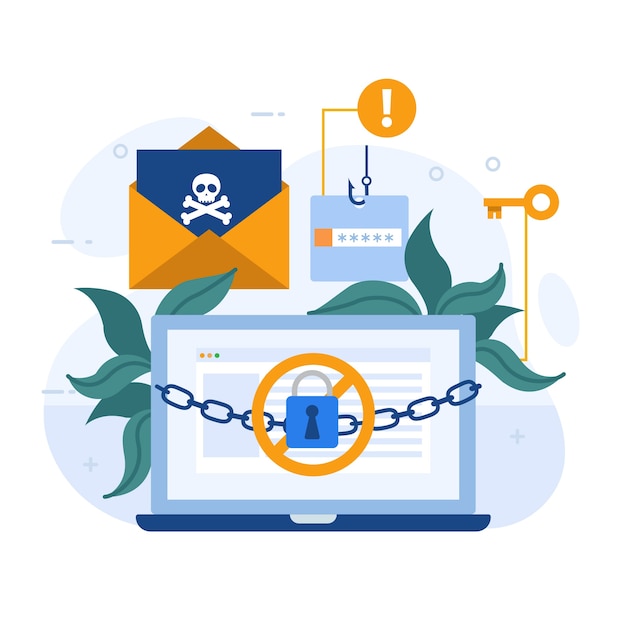 Vecteur gratuit illustration de ransomware design plat dessiné à la main