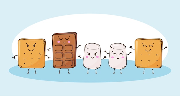 Vecteur gratuit illustration de s'more délicieux dessiné à la main