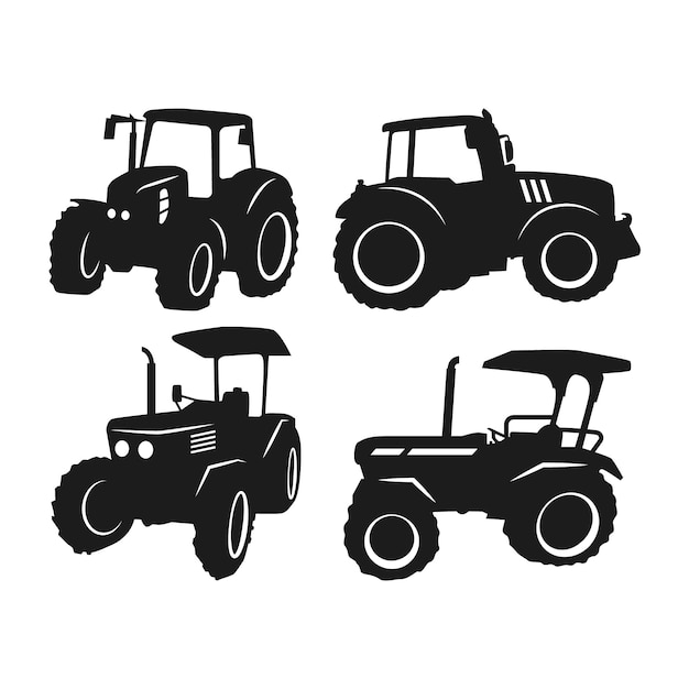 Vecteur gratuit illustration de silhouette de tracteur dessiné à la main