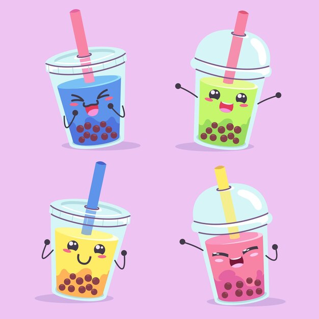 Illustration de thé à bulles kawaii