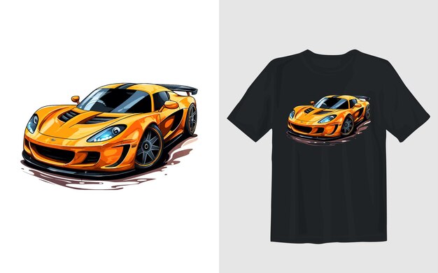 Illustration vectorielle de dessin animé de voiture de sport Conception de t-shirt de voiture de sport