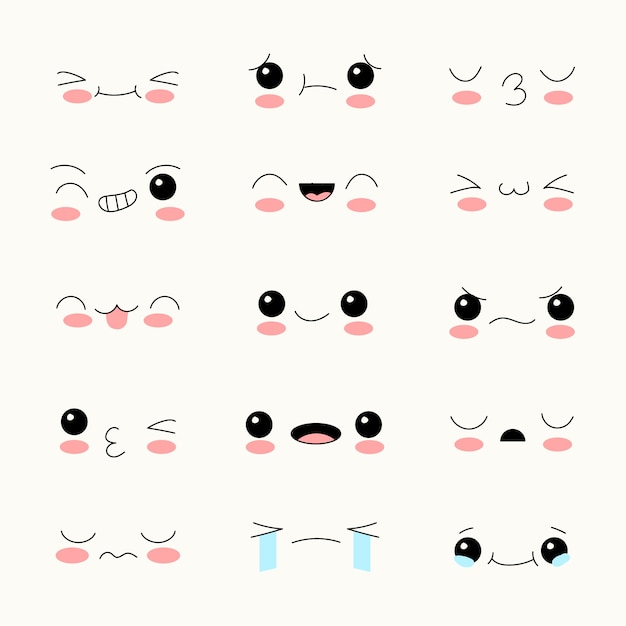 Vecteur gratuit illustration de visage kawaii dessiné à la main