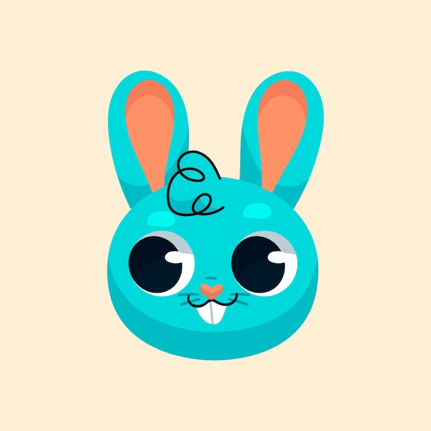 Illustration de visage de lapin dessin animé design plat