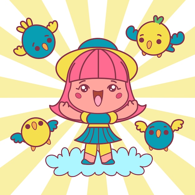 Vecteur gratuit illustrations kawaii dessinées à la main