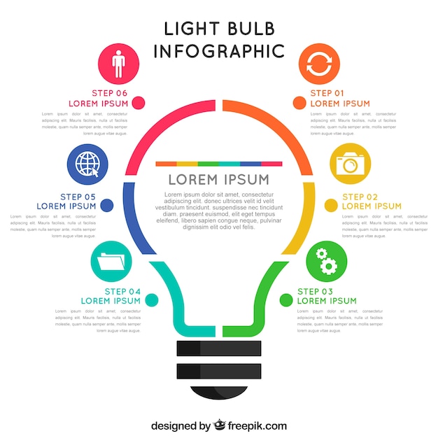 Infographie avec une ampoule au design plat