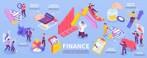 Infographie financière isométrique