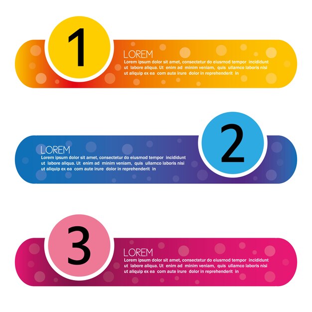 Infographique avec des étapes de conception multicolore