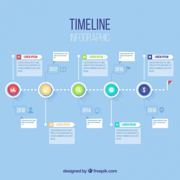 Vecteur gratuit infographique timeline avec des cercles et des carrés