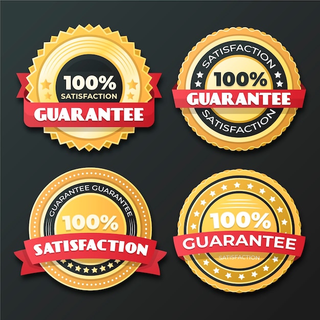 Vecteur gratuit jeu de badges 100% garantie