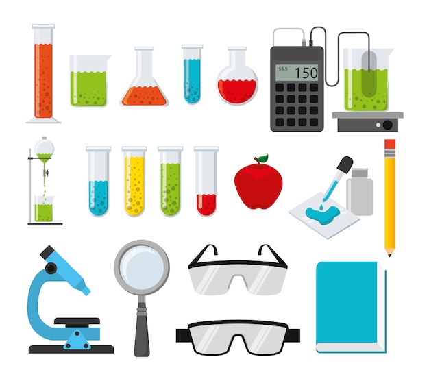 Vecteur gratuit jeu d'icônes de chimie