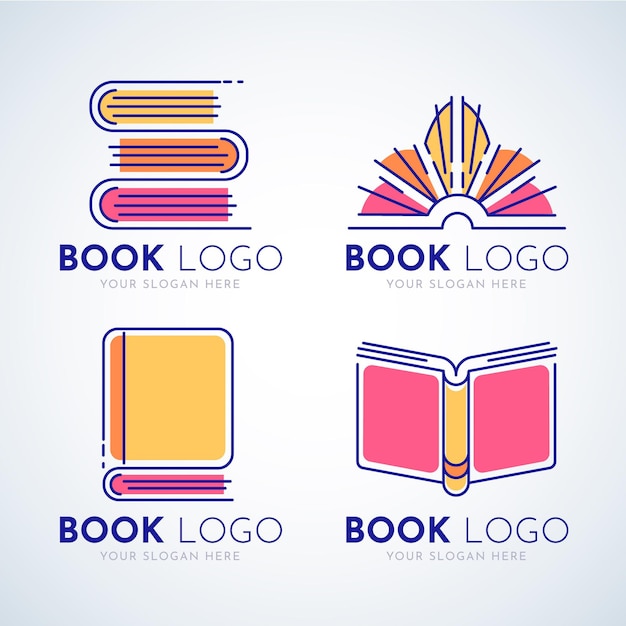 Jeu de logo de livre design plat