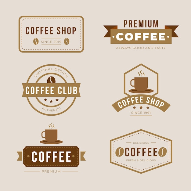 Vecteur gratuit jeu de logo rétro café