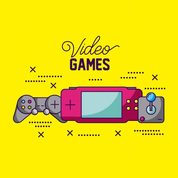 Vecteur gratuit les jeux vidéo conçoivent différentes consoles et illustration de commandes