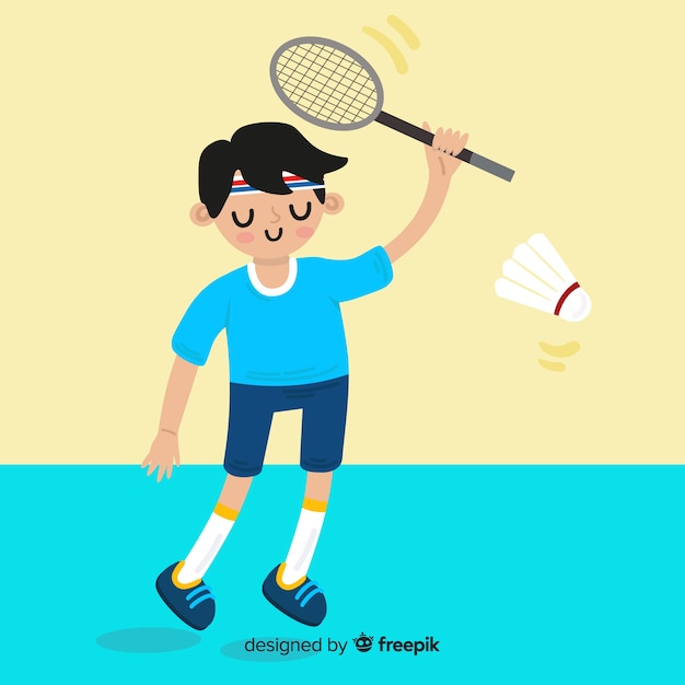 Vecteur gratuit joueur de badminton