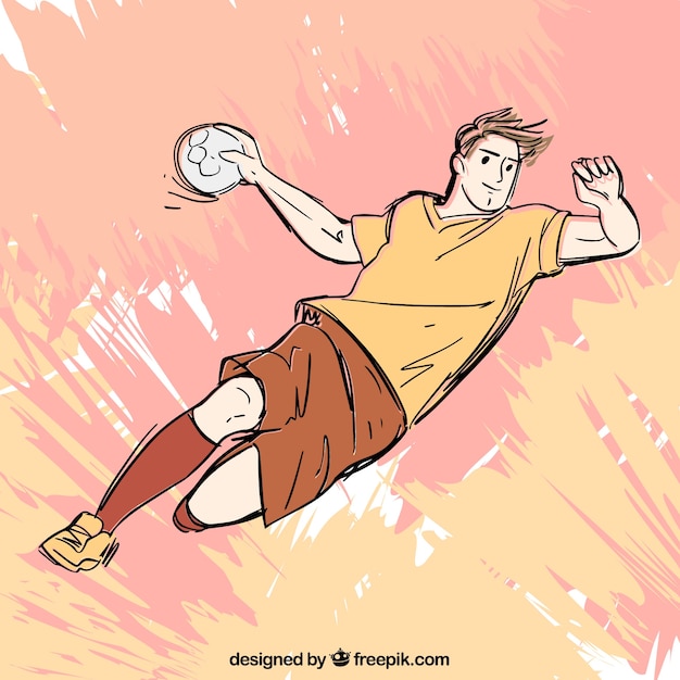 Joueur de handball dans le style de croquis