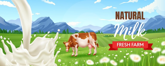 Vecteur gratuit lait de ferme poster