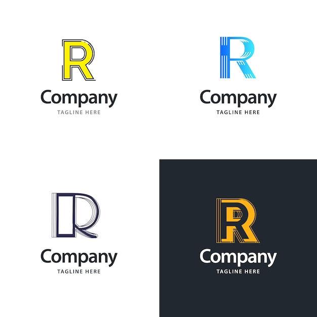 Vecteur gratuit lettre r big logo pack design création de logos modernes et créatifs pour votre entreprise