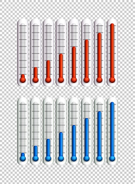 Liquides bleus et rouges dans les thermomètres