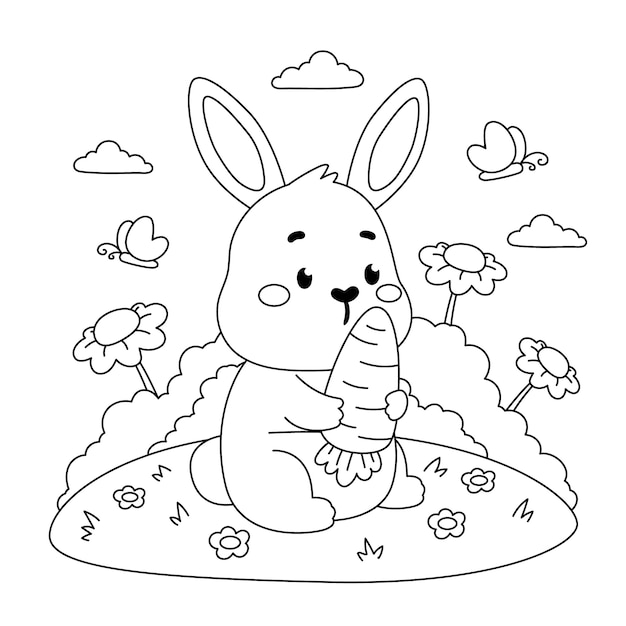 Livre de coloriage mignon avec lapin