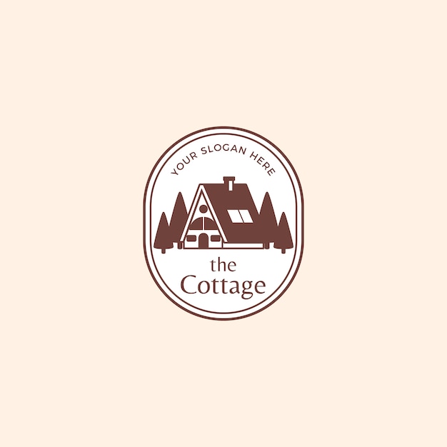 Logo de construction de chalet dessiné à la main