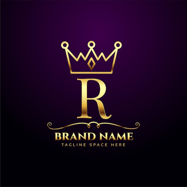 Vecteur gratuit logo de diadème couronne de luxe lettre royale r