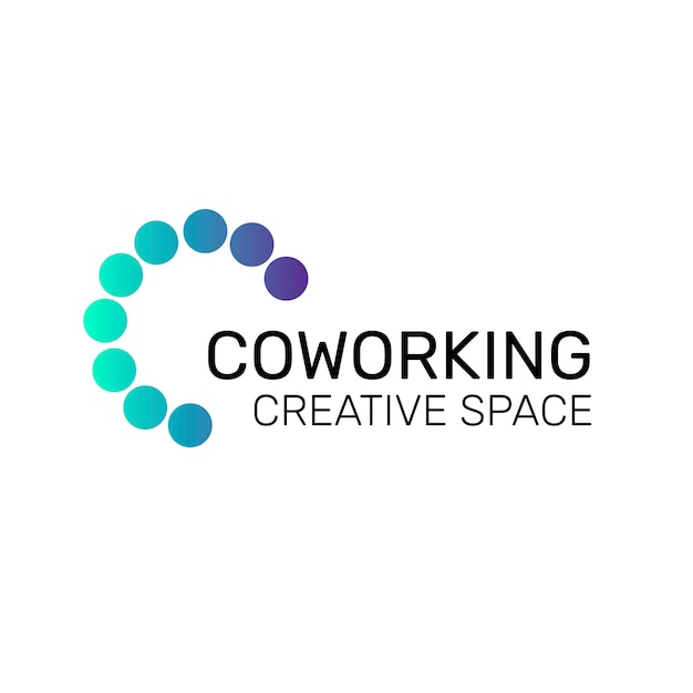 Vecteur gratuit logo de l'espace de coworking professionnel